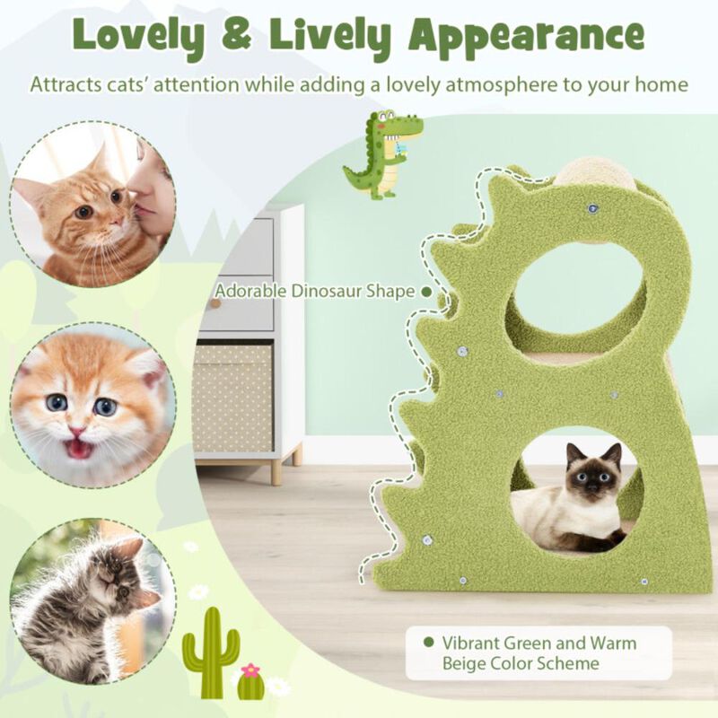 Hivvago 2-Tier Modern Cat Tree for Indoor Cats with Rotatable Sisal Scratching Ball