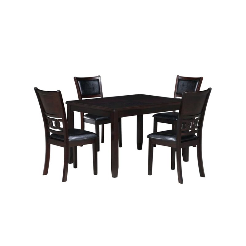 5-Piece Rectangular Dining Set 48" Table 4 Chairs Ebony Brown image number 0