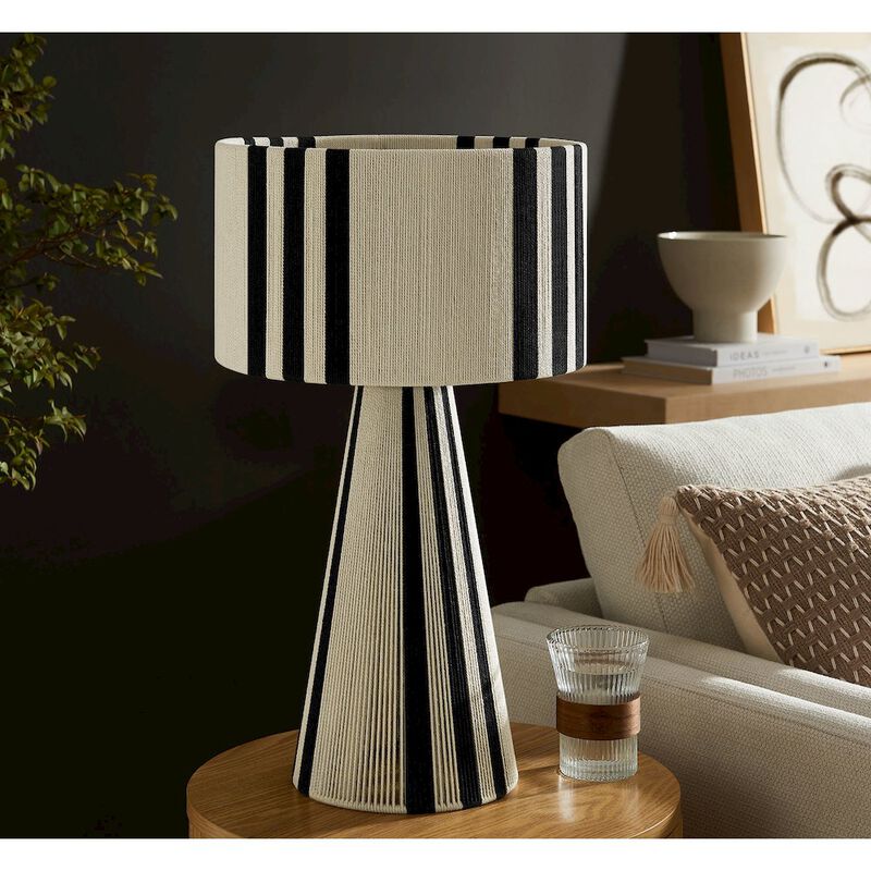 Gia Handwoven Cotton Thread Striped or Plain Table Lamp image number 7