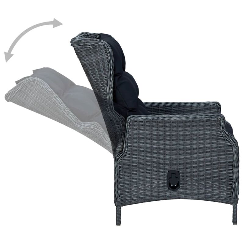 vidaXL 9 Piece Outdoor Dining Set with Cushions Poly Rattan Dark Gray