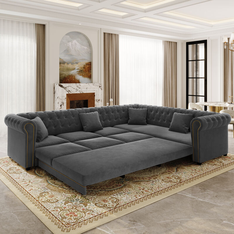 Bomswe 115.3" L-Shaped Sleeper Sofa image number 1