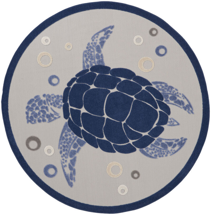 HomeRoots Round Sea Turtle Indoor Outdoor Area Rug image number 0