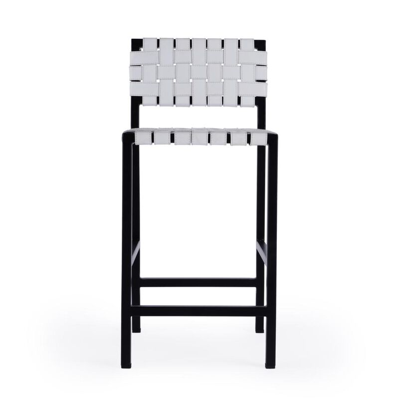 Butler Specialty Bromley Iron and Leather 24.5 Counter Stool, White