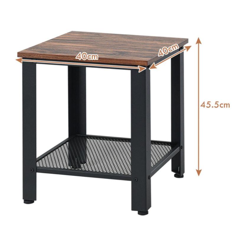 Hivvago 2-Tier Industrial End Table with Storage Shelf for Small Space