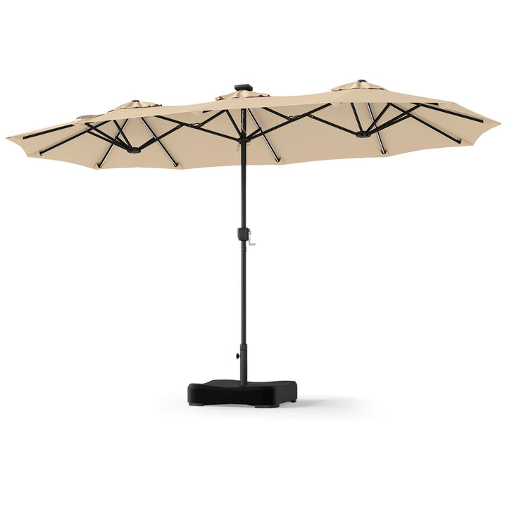Outdoor 13 FT Double Sided Umbrella with 108 LED Lights and Stable Base for Backyard Use
