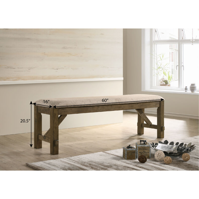 Streamdale Wood Fabric Upholstered Dining Bench image number 5