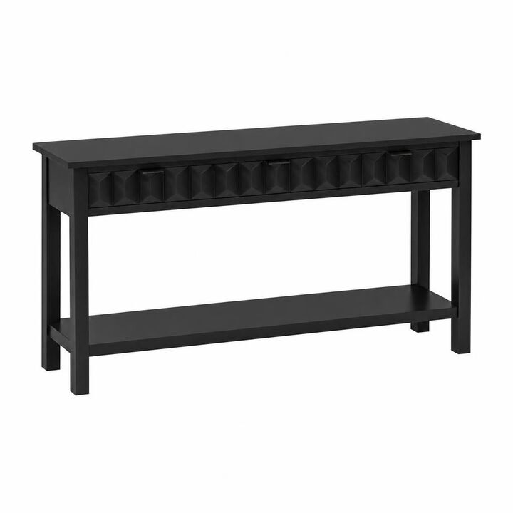 GOODSILO 58.3'' Fir Veneer Entryway Console Table with 3 Honeycomb Drawers Open Bottom Shelf for Living Room Hallway Study Foyer