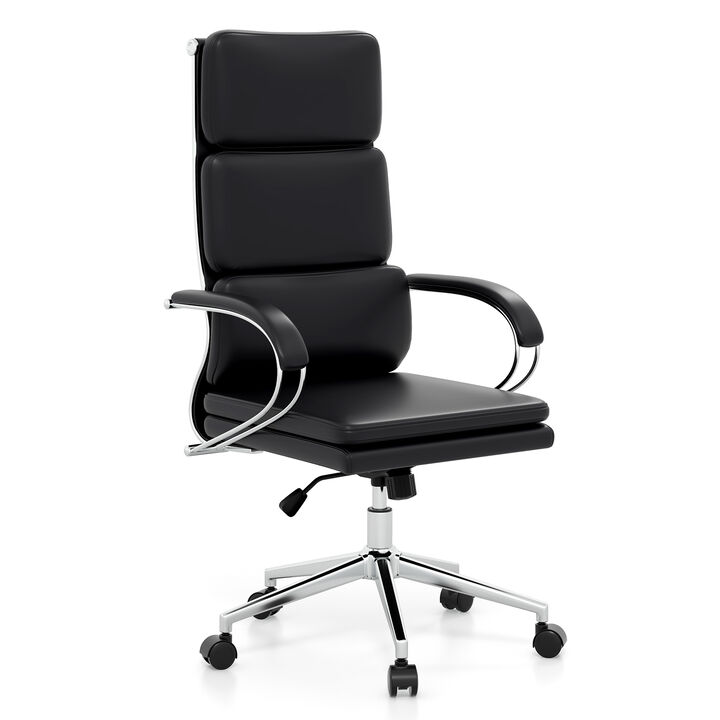 Ergonomic Leather Desk Chair with Adjustable Height and Rocking Function