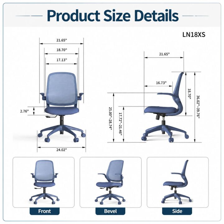 GOODSILO Ergonomic 350LBS Office Chair with Mesh Back, Molded Foam, Flip Armrests, Tilt and Height Adjustment for Home Office Use