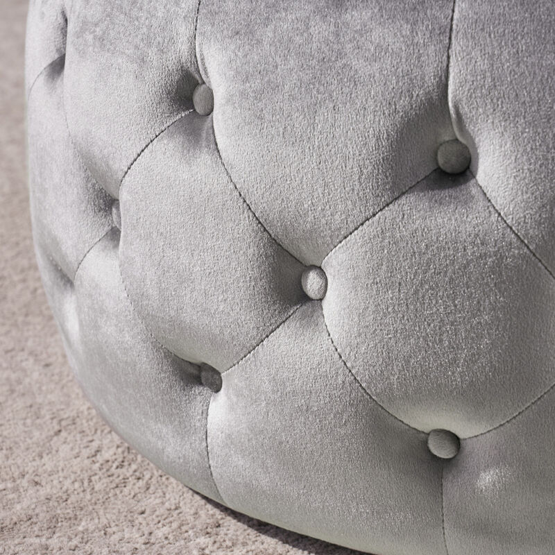 Merax Round Ottoman with Glass Top