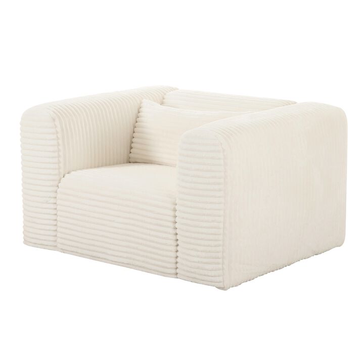 Tarra Fluffy Oversized Cream Corduroy Armchair