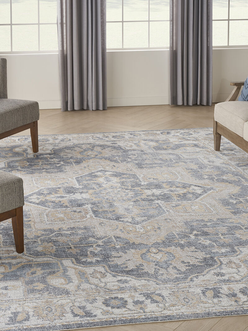 Astra Machine Washable ASW12 Gray/Blue 9' x 12' Rug