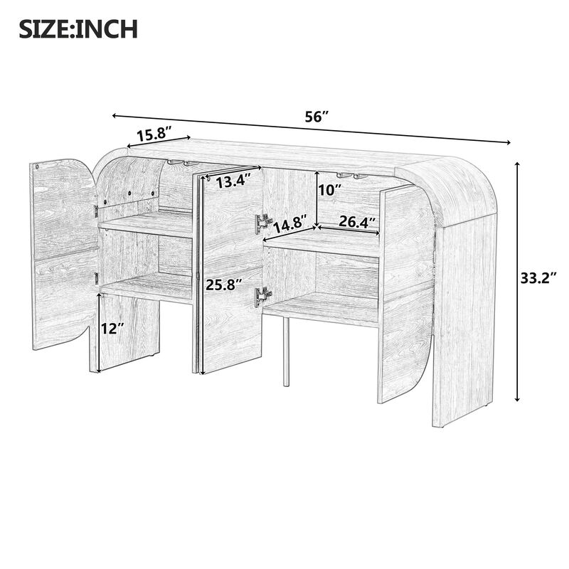 Merax Vintage 4-Door Sideboard Storage Cabinet