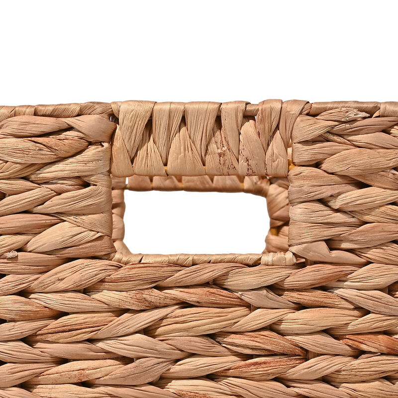 Bryce Classic Farmhouse Handwoven Hyacinth Collapsible Storage Cube Baskets with Handles