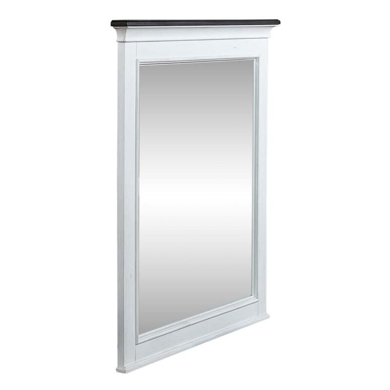 Liberty Furniture Allyson Park Crown Mirror in Wirebrushed White w/ Charcoal Top image number 2
