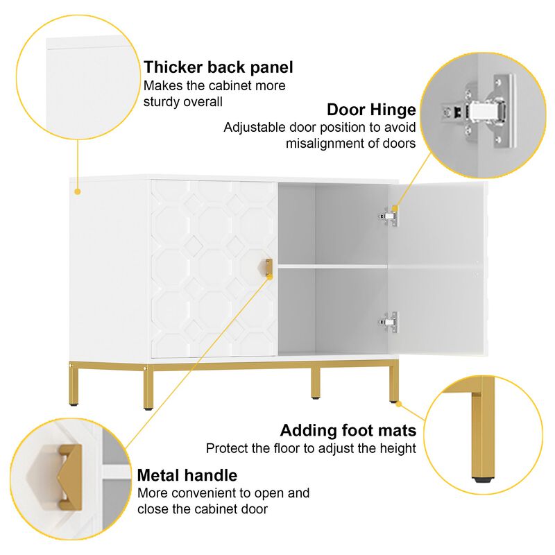 26.2 in. H Freestanding Storage Cabinet 2-Door Accent Cabinet image number 5