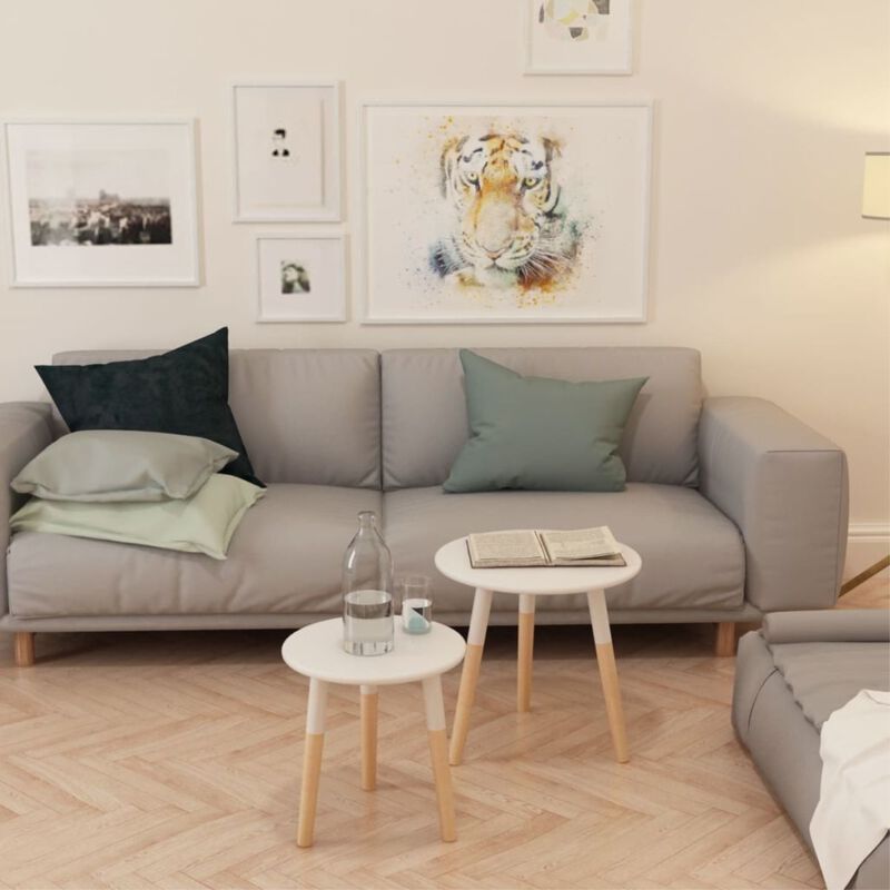 vidaXL Side Table Set 2 Pieces Solid Pinewood White