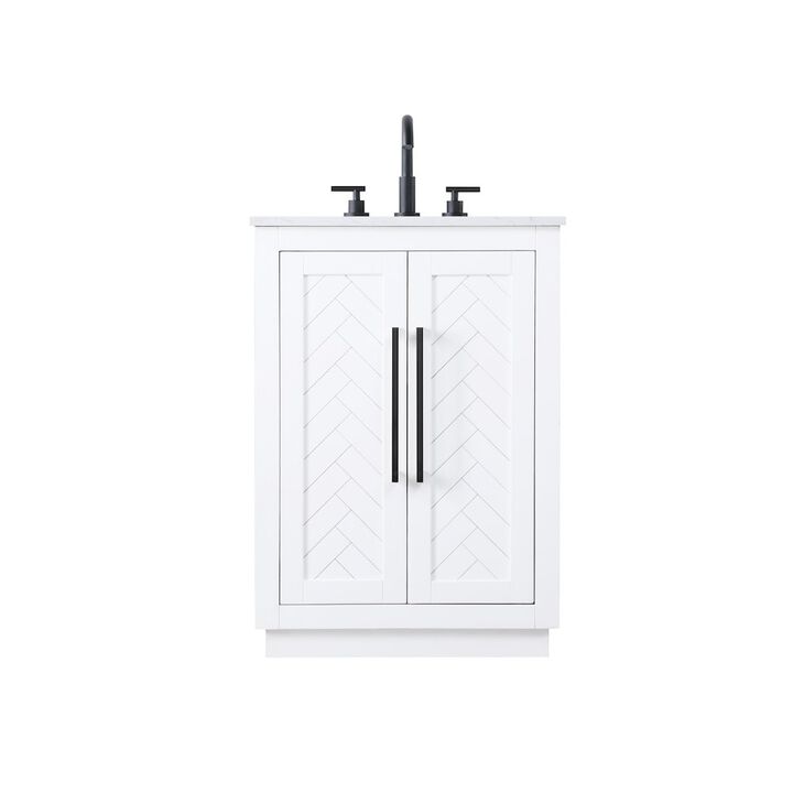 Elegant Kitchen and Bath 24 inch Single Bathroom Vanity in White