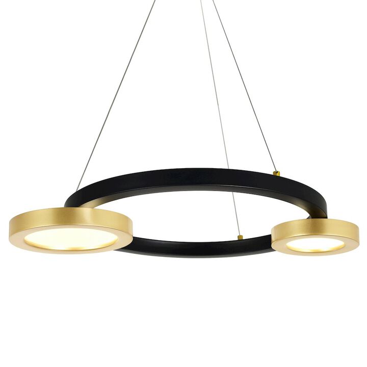 CWI Lighting Deux Lunes LED Chandelier With Sun Gold & Black Finish