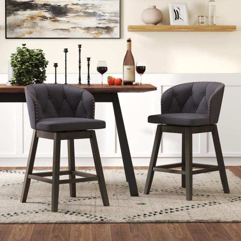 Hivvago Counter Height Fabric Upholstered Bar Stools Set of 2