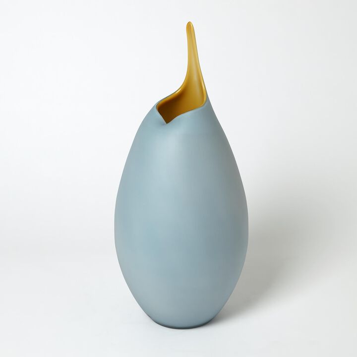 Frosted Blue Vase- Large