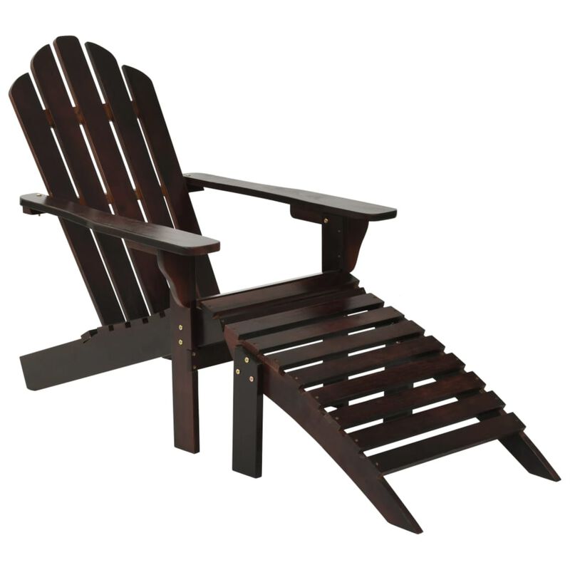 vidaXL Garden Chair with Ottoman Wood Brown