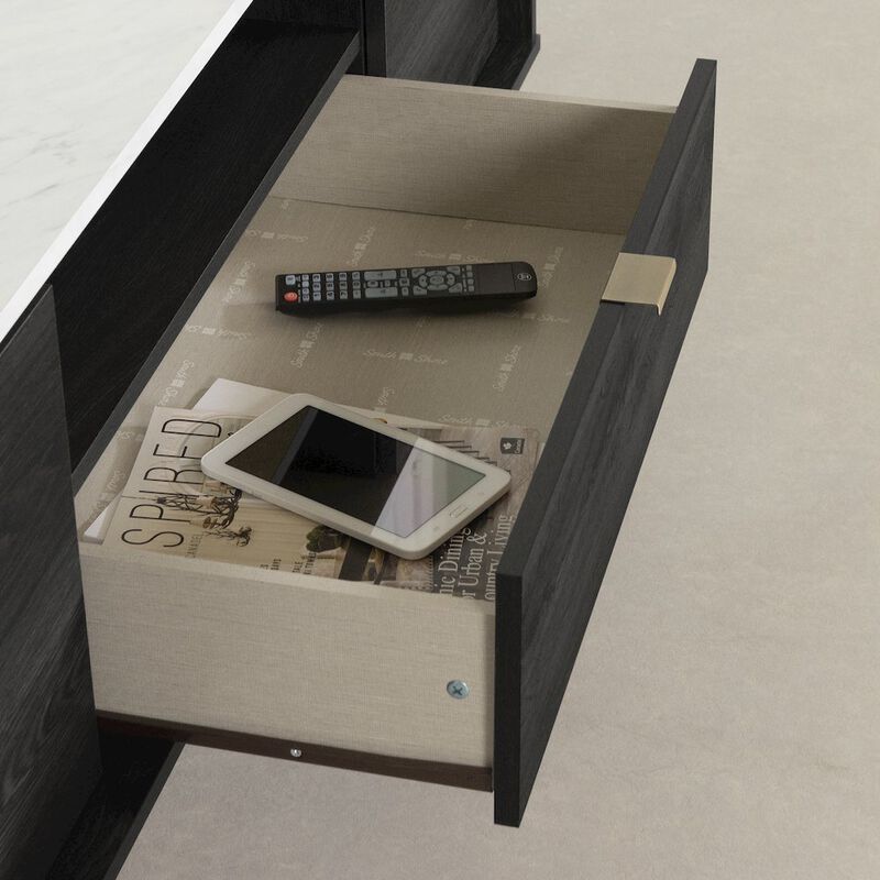 Hype TV Stand, Gray Oak and Faux Carrara Marble