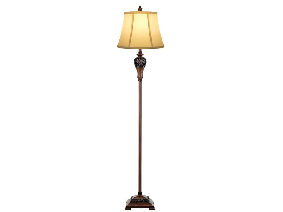 Vintage Farmhouse Floor Lamp with White Shade for Living Room Bedroom