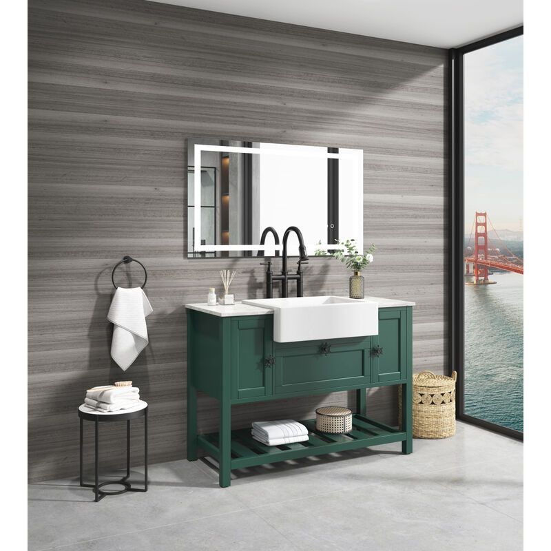 Solid Wood Bathroom Vanities Without Tops 48 in. W x 20 in. D x 33.60 in. H Bathroom Vanity in green