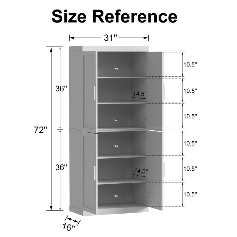 72"x31"x16" Modern Black Storage Cabinet with Adjustable Shelves and Doors - Organize Your Space in Style image number 6