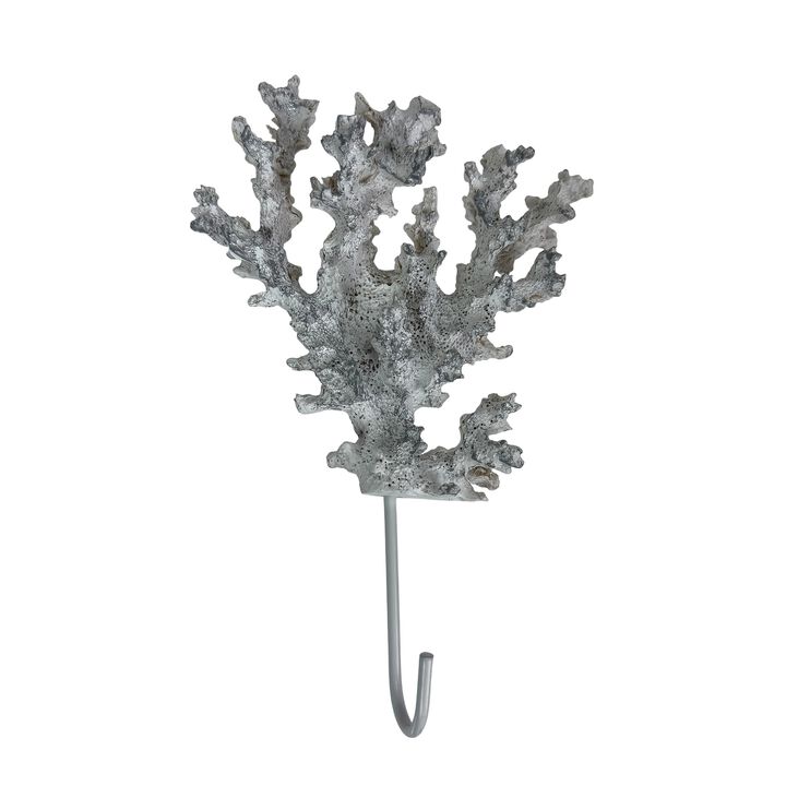 Decorative Coral Wall Hook White Silver 725 In Resin Metal Key Hook
