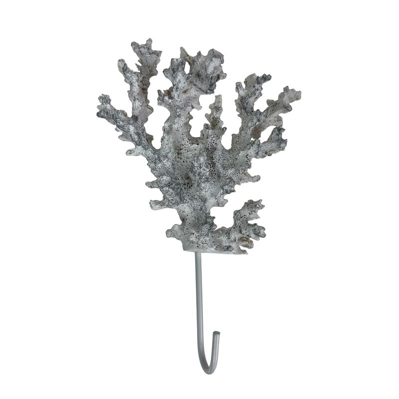 Decorative Coral Wall Hook White Silver 725 In Resin Metal Key Hook image number 0