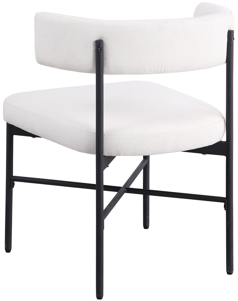 Meridian Furniture Rivage Cream Durable Linen Textured Fabric Dining Chair, Set of 2