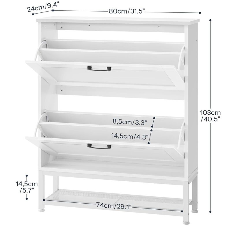 2-Drawer Narrow Shoe Cabinet, Compact Storage Organizer for Shoes image number 2