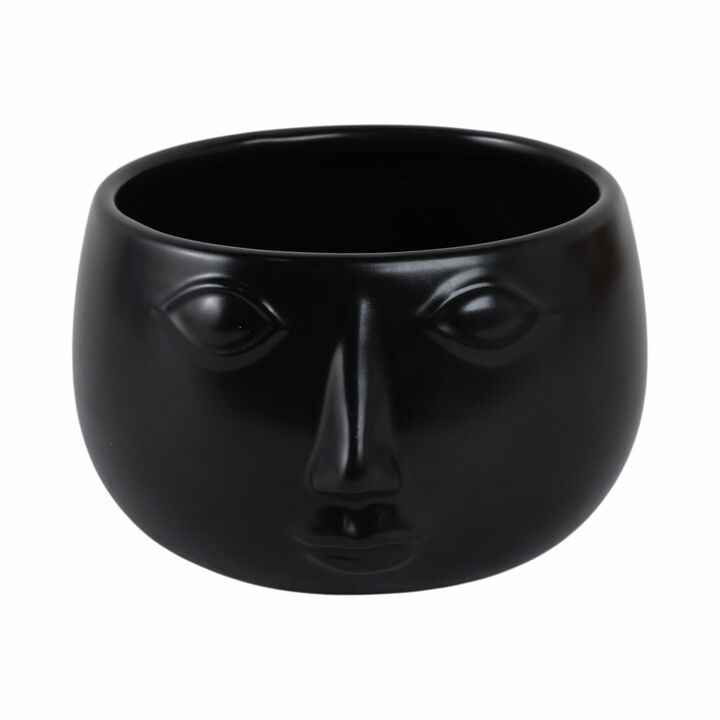 Ceramic 7" Face Planter, Matte Black