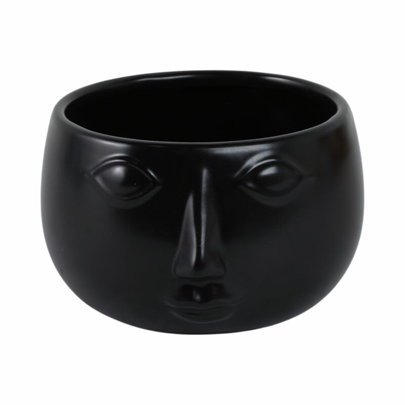 Ceramic 7" Face Planter, Matte Black image number 0