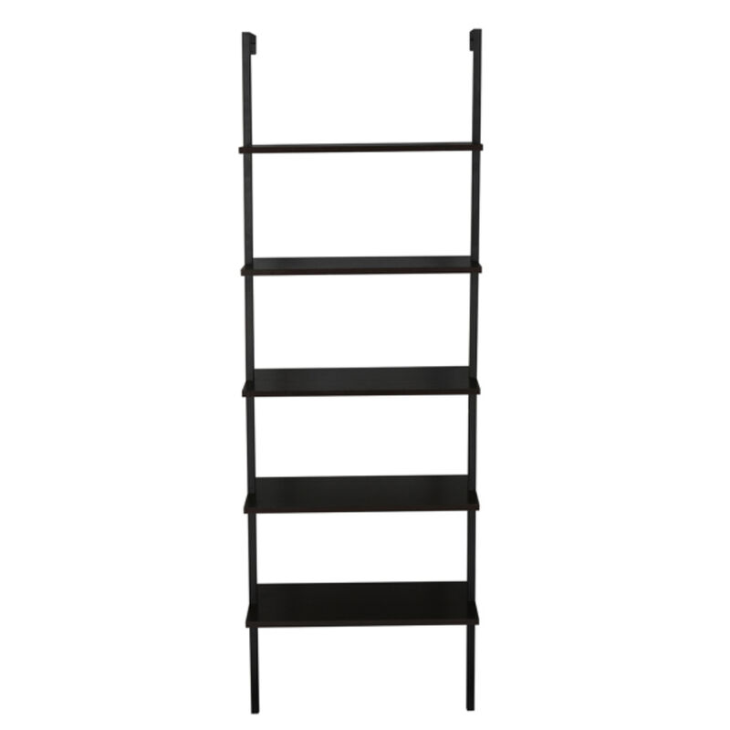 Industrial 5-Tier Ladder Shelf with Wood Shelves and Metal Frame