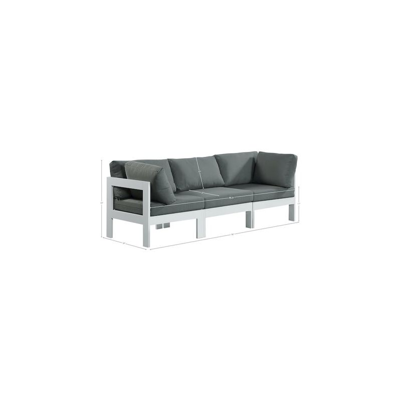 Meridian Furniture Nizuc Grey Water Resistant Fabric Outdoor Patio Modular Sofa