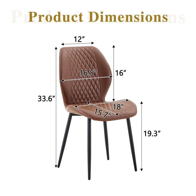Whisen 4-Pack PU Leather Dining Chairs with Metal Legs, Light Luxury Upholstered Accent Chairs for Dining Room, Office, Study image number 9