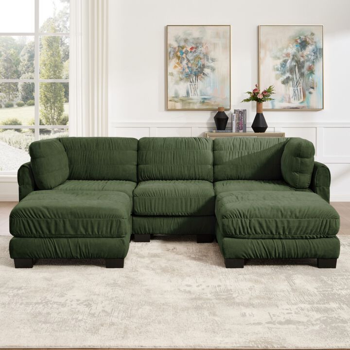 Fukwis Chenille Ruched Modular Sectional Sofa