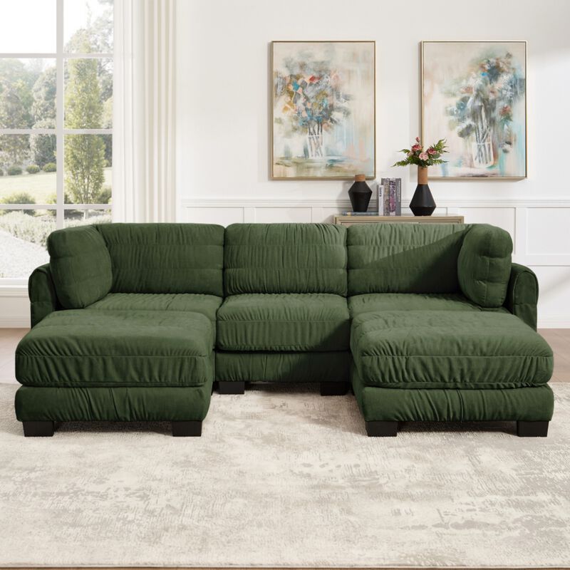 Fukwis Chenille Ruched Modular Sectional Sofa image number 1