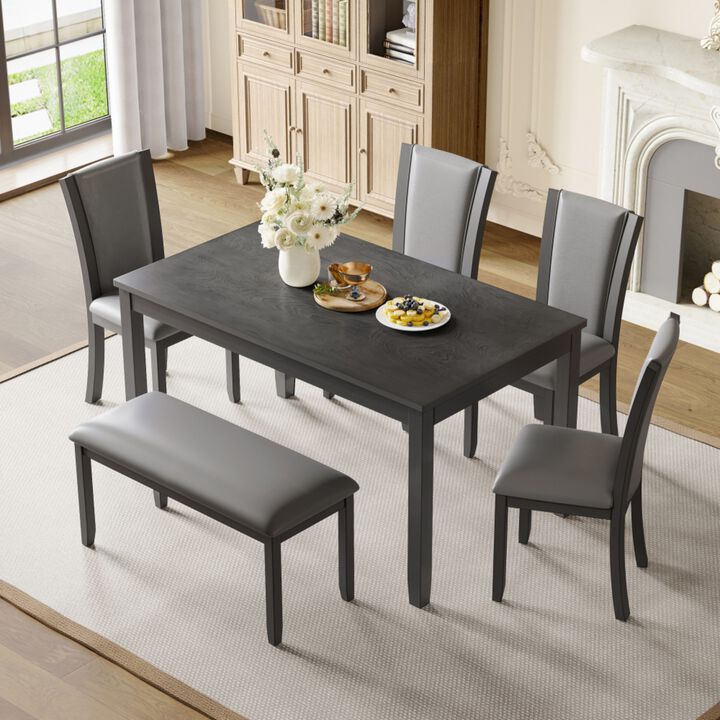 Pimmel 6‑Piece Rectangular Farmhouse Rustic  Dining Table Set