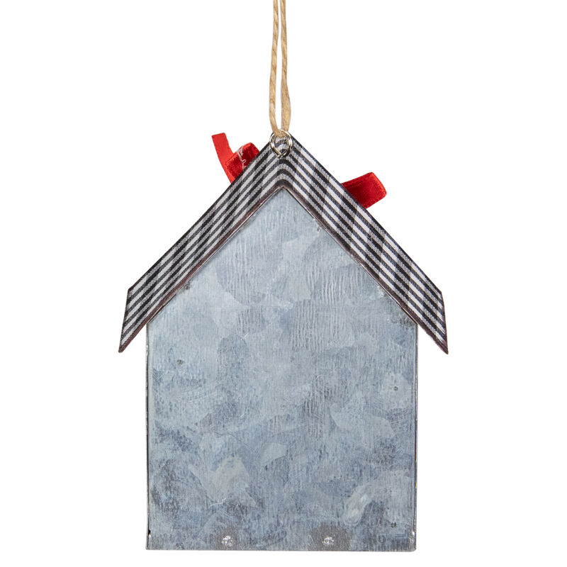 3.5" LED Lighted Galvanized House with Wreath Christmas Ornament