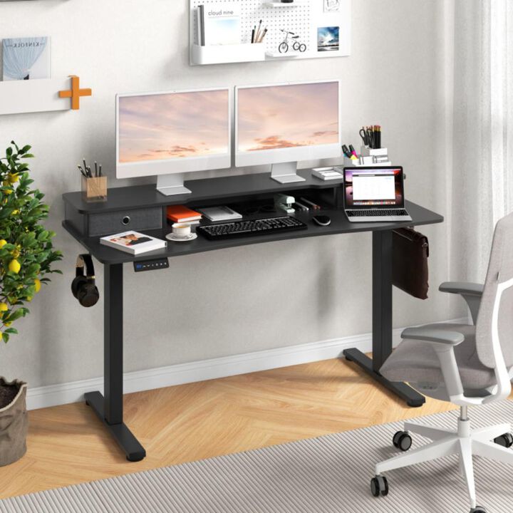 Hivvago 55 Inch x 24 Inch Height Adjustable Electric Standing Desk with 2 Drawers