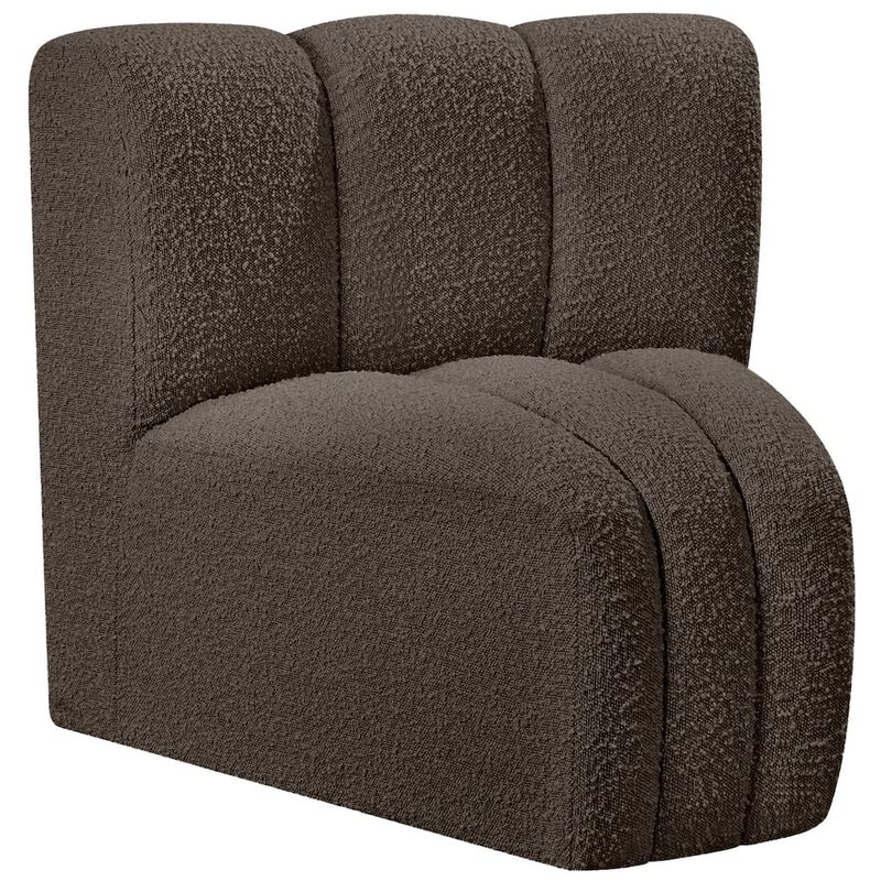 Meridian Furniture Arc Brown Boucle Fabric Curved Corner