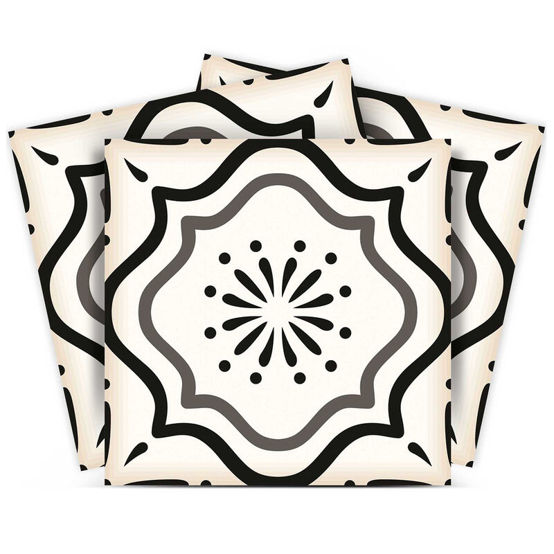 HomeRoots 4" X 4" Black And White Mosaic Peel And Stick Removable Tiles image number 0