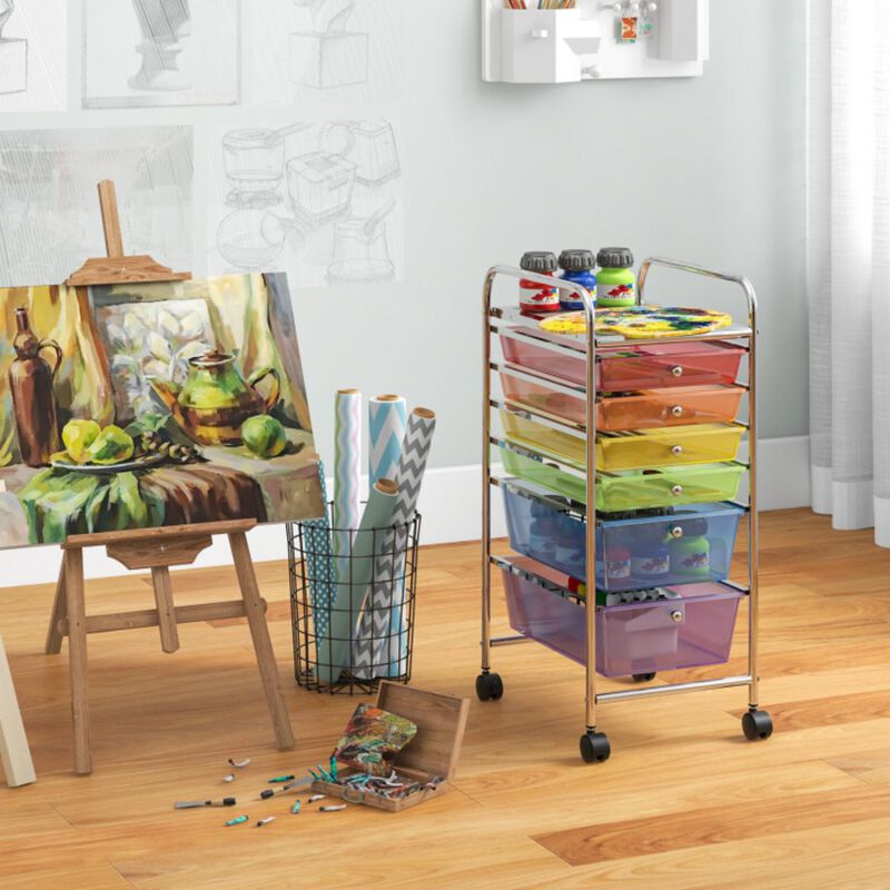 Hivvago Multifunctional 6 Drawers Rolling Storage Cart Organizer