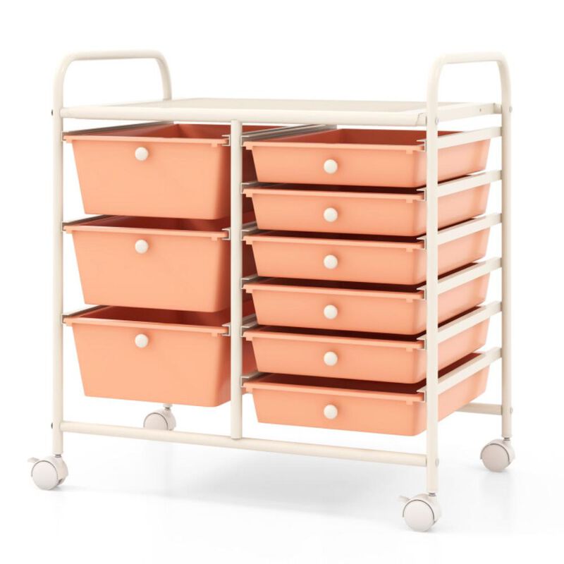 Hivvago 9-Drawer Rolling Storage Cart with Colorful Drawers and Metal Frame