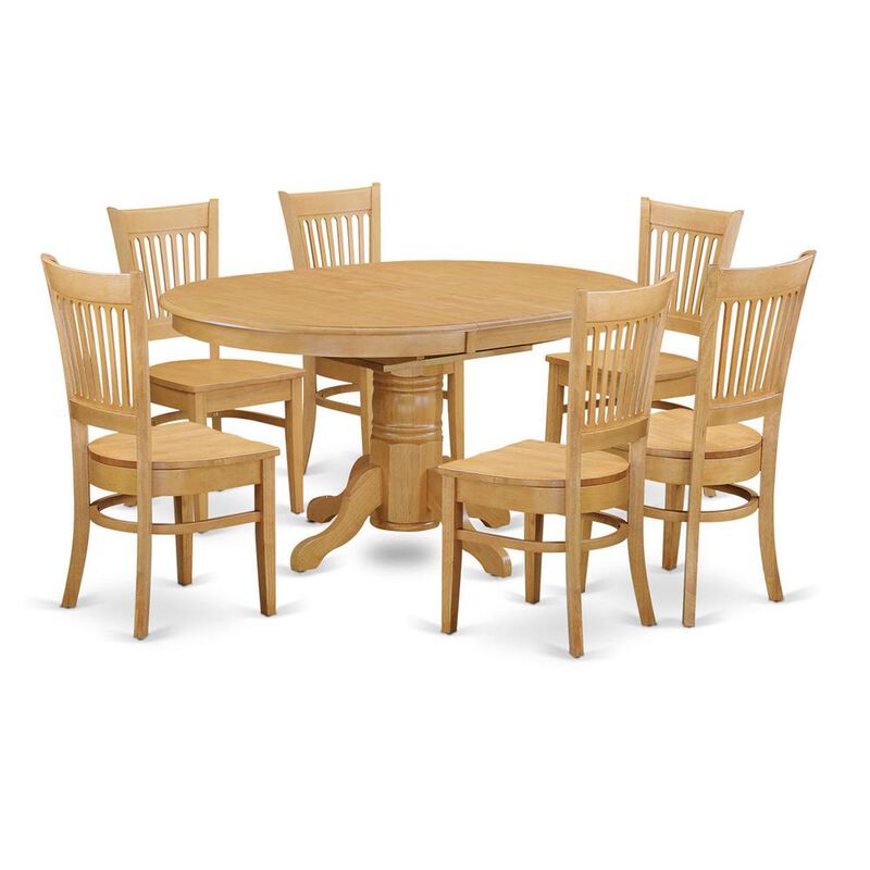 7 PC Dining room set for 6-Table with Leaf and 6 Dining Chairs.