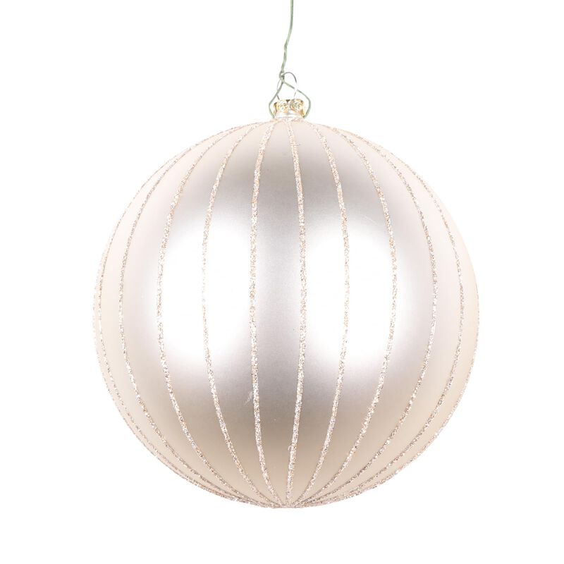 Oat Matte Glitter Ball Ornament 4/bag image number 0